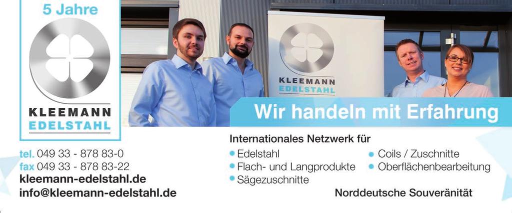 14 PLZ 26... Kleemann Edelstahl GmbH 26553 Dornum, Gewerbestr. 1 Tel: 04933/87883-0 Fax: 04933/87883-22 info@ kleemann-edelstahl.