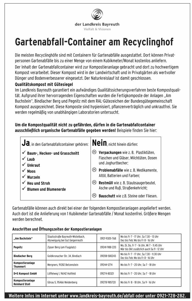 Juli 2008 Mitteilungs-- und Informationsblatt Bischofsgrün Bekanntmachung Bitte unbedingt beachten!