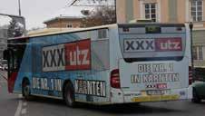 Bus Aussenwerbung Rollende Werbung in der Stadt Klagenfurt. Das Busnetz in Klagenfurt glänzt durch Flächendeckung.