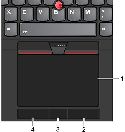 Trackpad mit Tasten verwenden Die gesamte Trackpad-Oberfläche mit Tasten reagiert auf Fingerberührungen und -bewegungen.