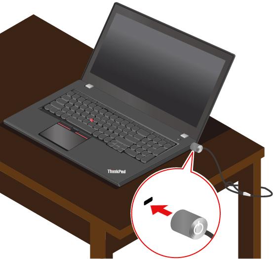 Kapitel 4. Computer und Informationen sichern Computer sperren Sichern Sie den Computer mit einer kompatiblen Sicherheits-Kabelverriegelung an einem Tisch oder anderen Befestigungsmöglichkeiten.