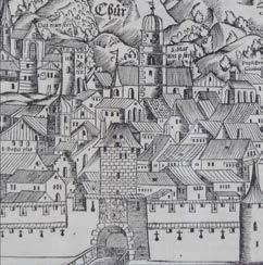 Die älteste Ansicht der Stadt, Johannes Stumpf, Chronik 1547 / 1548 Die älteste Ansicht der Stadt Chur, Chronik von Johannes Stumpf, 1548 Holzschnitt von Johannes Stumpf, 1550, Ausschnitt Die