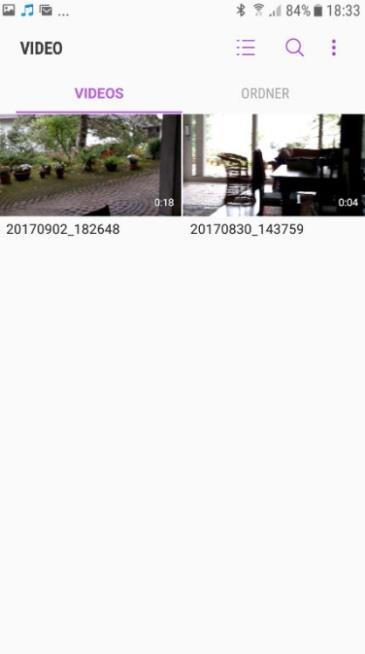 der Kamera App selbst erstellten Videos.