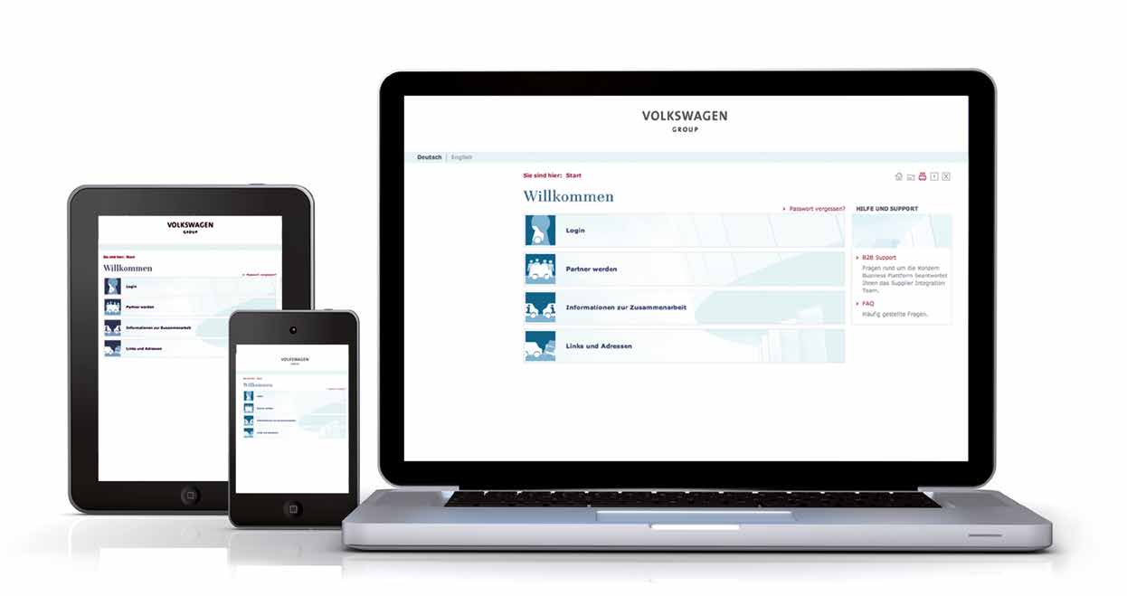 Nachhaltigkeit in den Lieferantenbeziehungen Der Ausgangspunkt: Die Konzern Business Plattform. Der Startplatz für die Zusammenarbeit mit Volkswagen ist die zentrale Online-Plattform www.