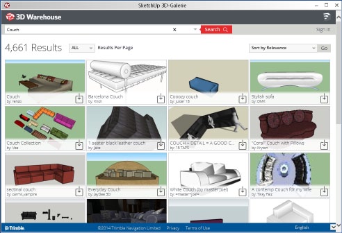 68 ViCADo 2015 9 Importmöglichkeit für SketchUp 2014 - Objekte Das 3D Warehouse ist eine öffentlich zugängliche Online-Sammlung von 3D-Objekten, die mit dem 3D-Modellierungsprogramm SketchUp erstellt