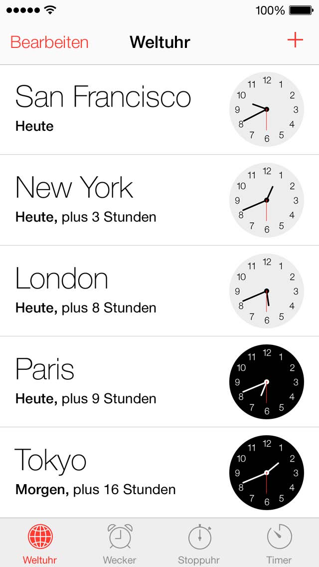Fügen Sie verschiedene Uhren hinzu, um die Zeit in anderen größeren Städten und