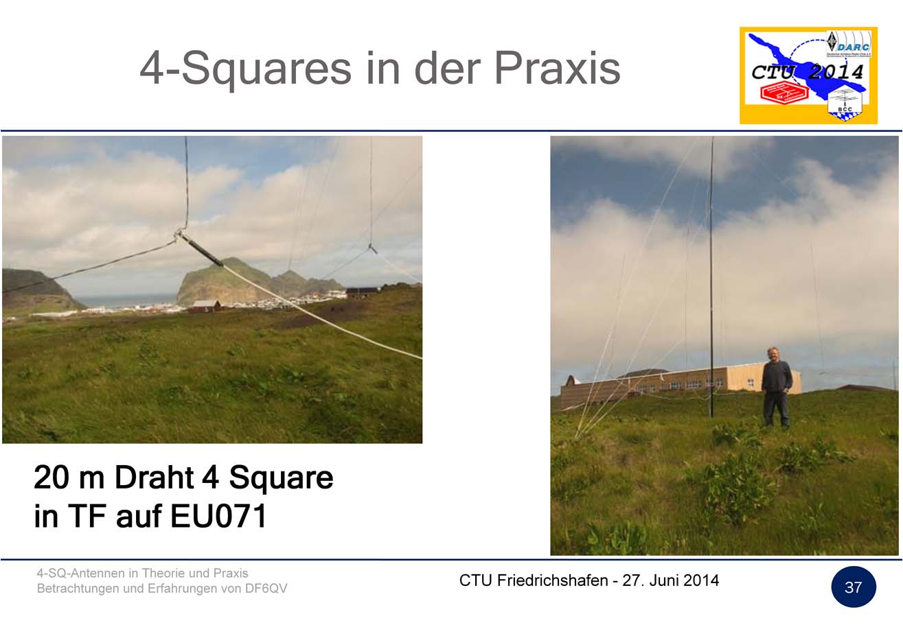 Die Bilder zeigen eine Draht 4 Square für 20m in Island auf EU71,