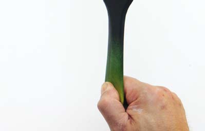 Bei der Klemmtechnik wird der Bumerang am Flügelende zwischen Daumenkuppe und Zeigefingerbeuge eingeklemmt Die Abwurfbewegung gleicht dem Abwerfen eines Balles mit weitem Ausholen über die Schulter.