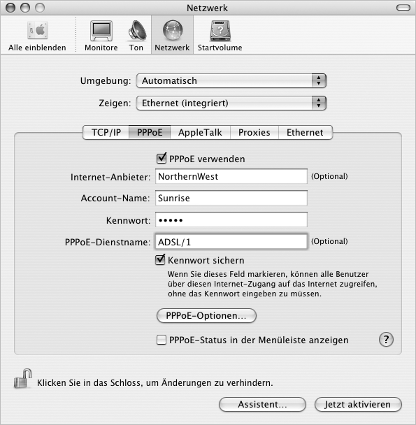 PPPoE-Konfiguration Einige DSL-basierte Internet-Anbieter verwenden PPPoE (Point-to-Point Protocol over Ethernet).