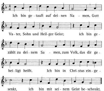 Liturg: Wir bitten dich, Vater: Dieses Wasser, das über uns ausgesprengt wird, soll uns an unsere Taufe erinnern.