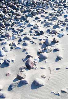 An vielen Stellen wird es sichtbar: Sand, Kies, Geschiebemergel und Schotter, ein Erbe der Eiszeiten, aufgebaut aus Milliarden von meist zerriebenen Gesteinen, gewaschen, vom Ostseewasser umspült und