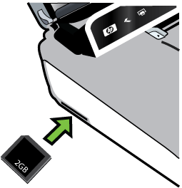 Einsetzen einer Speichermedium Wenn für Ihre Digitalkamera eine Speicherkarte zum Speichern von Fotos verwendet wird, können Sie die Speicherkarte in den Drucker einsetzen, um Ihre Fotos zu drucken