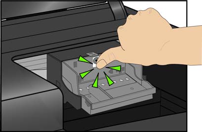 Achten Sie bei diesem Schritt unbedingt auf das Klicken, das auf das Einrasten der Tintenpatrone im Druckkopf hinweist.