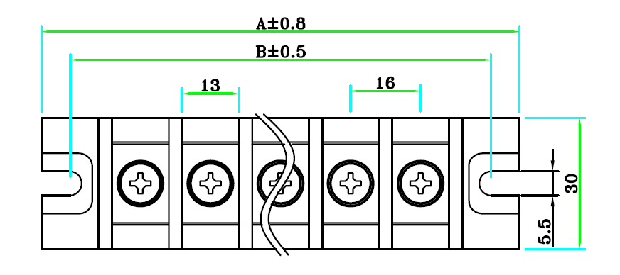 Die u.a. Schematik zeigt die Struktur des Terminalblocks.