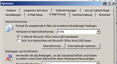E-Mail-Format Aktivieren Sie genau dieses Kästchen E-Mail mit Microsoft Office