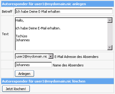 diese E-Mail sofort an name@provider.tld weitergeleitet. Schickt aber jemand eine E-Mail an die nicht existierende Adresse xyz@domain.