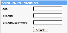 Darunter sehen Sie im mittleren Bereich die Liste der angelegten Logins, die Zugriff auf dieses Verzeichnis haben. Sie können Benutzer löschen und Passwörter ändern.