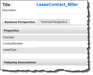 78 Datenzentrische Business Solution erstellen Business Objekte anlegen Ein neues Business Objekt namens New Lease contract wird angelegt (in blauer Schrift). 4. Klicken Sie auf den Namen.