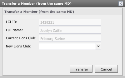 12.3 Übertragung von Mitgliedern Manchmal wechseln Mitglieder den Wohnort und wechseln dann auch von ihren Ex-Klub zu einem anderen; LionsBase nennt das einen Transfervorgang oder eine Übertragung.
