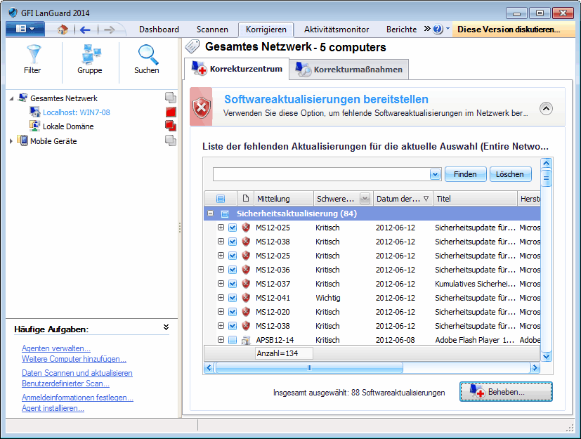 Screenshot 110: Korrekturzentrum Softwareaktualisierungen bereitstellen 4.