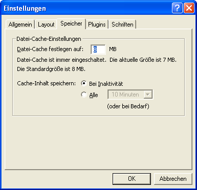 20 Installieren von FileMaker Pro unter Windows 2. Klicken Sie auf das Register Speicher. 3. Geben Sie in das Feld Datei-Cache festlegen auf eine Zahl ein und klicken Sie dann auf OK.