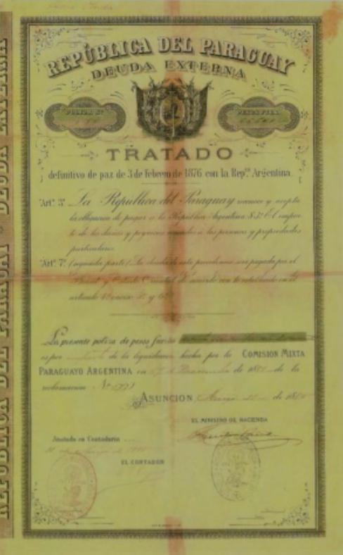 Paraguay: Alianza-Bonds von 1880 Spekulationsobjekt: Alianza-Bonds sind Auslandsanleihen der Republik Paraguay, ausgegeben um 1880 in Asunción (Republica del Paraguay, Deuda Externa).