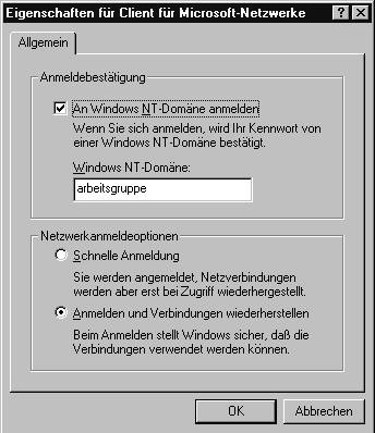 5Client-Konfigurationen Abbildung 5.7: Anmeldung am Server aktivieren Benutzerprofile aktivieren Um unter Windows 9x/ ME mit Benutzerprofilen arbeiten zu können, müssen Sie diese zunächst aktivieren.