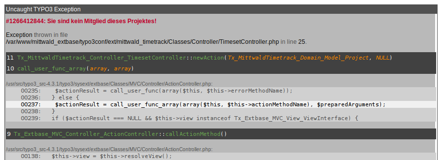 Stattdessen könnten wir also auch einfach eine Exception werfen: PHP: Classes/Controller/TimesetController.