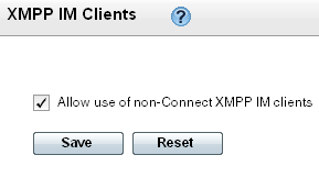 Kapitel 3: Registerkarte Configuration (Konfiguration) Festlegen von Einstellungen für XMPP-Clients für Sofortnachrichten Im Bildschirm XMPP IM Clients (XMPP-Clients für Sofortnachrichten) können Sie