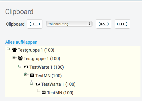 Abbildung: Clipboard mit einem ausgewählten Routingast Center Verbünden (etwa innerhalb eines Konzerns) sinnvoll ist.