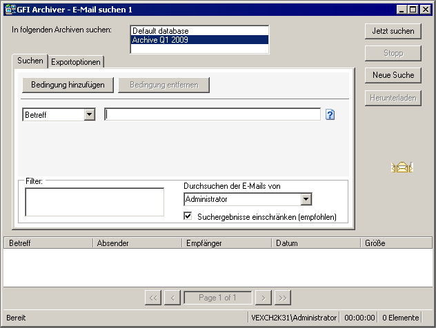 Screenshot 96: E-Mail-Export: Suchoptionen 5.