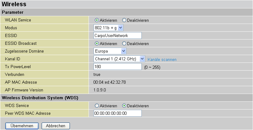 3.1.5 Wireless Hier können die grundlegenden Einstellungen für das Wireless LAN (WLAN) getätigt werden.