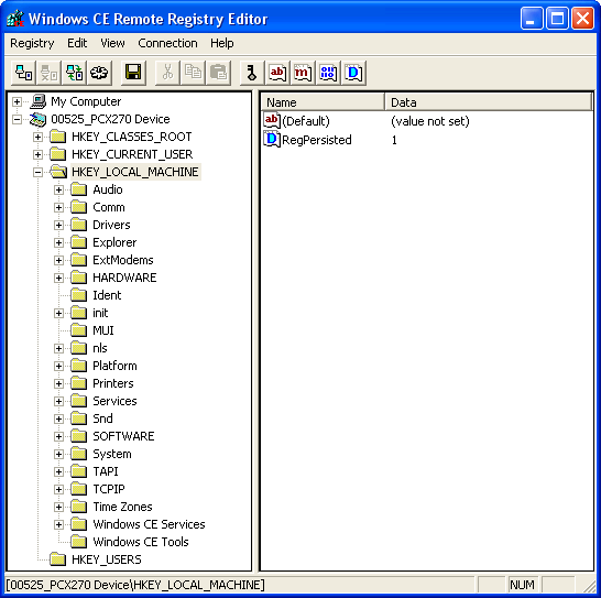 2.12 Registry bearbeiten Die Registry in Windows CE kann auf zwei Varianten bearbeitet werden: Remote Registry Editor: Zur Bearbeitung der Registry einer Baugruppe mit WindowsCE V5.