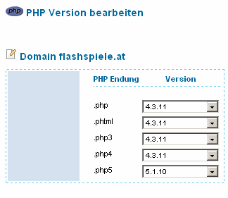 3.4 PHP Version Hier können Sie einer.