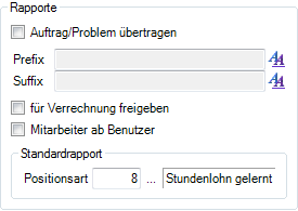 Liste «Serviceauftrag mit Rapporten» Funktion Standardrapport Mit der Funktion «Standardrapport erstellen» lassen sich Rapporte einfach und effizient aus der Hauptmaske der