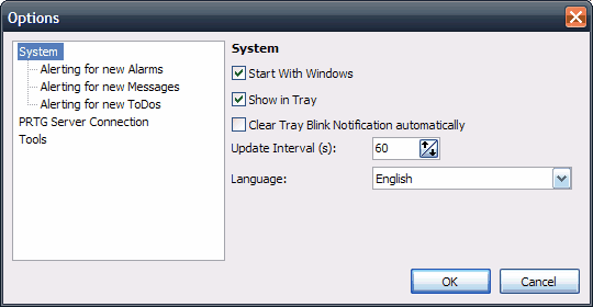 Benutzeroberflächen 53 So konfigurieren Sie die Windows-GUI Wählen Sie im Menü "Datei Optionen und Servereinstellungen.