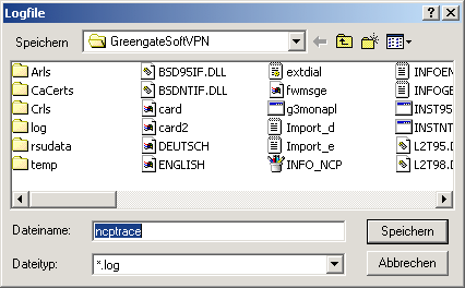 Monitor-Bedienung 4.3 Menü Log Mit der Log-Funktion werden die Kommunikationsereignisse der Greengate SoftVPN Client Software mitprotokolliert.