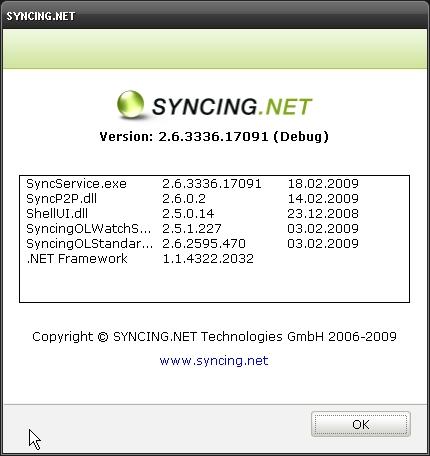 About SYNCING.NET Selecting Help > About SYNCING.