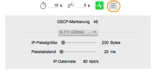 5.3 DSCP Wert DSCP value Bei den synthetischen Messpattern handelt es sich um einen UDP Datenstrom.