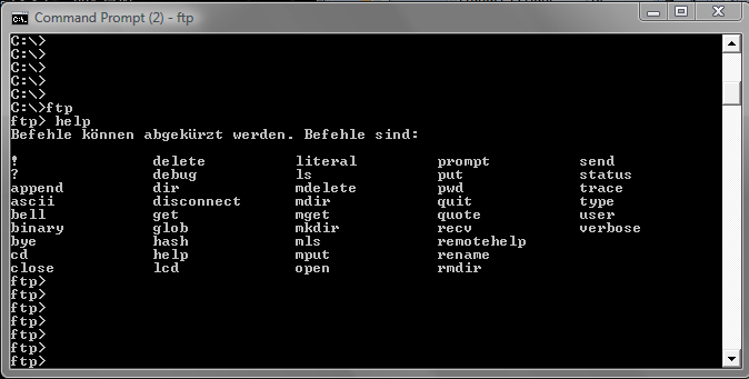 10. Microsoft Dos-Client Natürlich kann auch ein ftp (kein sftp!