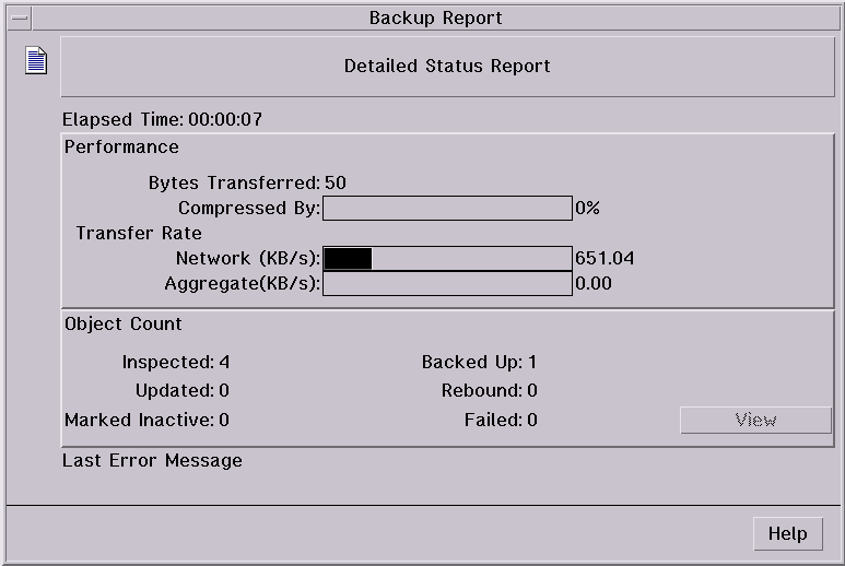Abbildung 4: TSM Backup-Fenster (Unix-Client Version 4.x) Am Ende der Datensicherung wird ein Backup-Status-Report mit statistischen Angaben ausgegeben.