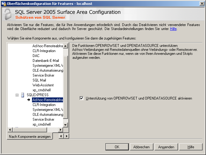 Abbildung 1: Aktivierung OPENROWSET-Feature Abbildung 2: Aktivierung xp_cmdshell 4.