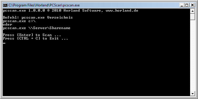 Mit dem Kommandozeilen Programm PCScan.exe können Sie PCs auch über ein Anmeldescript oder direktem Aufruf scannen. PCScan.exe benötigt keine weiteren Programmdateien oder besondere Voraussetzungen.
