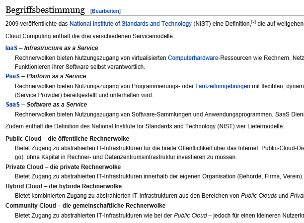 Cloud Computing Cloud Computing Wikipedia http://de.wikipedia.