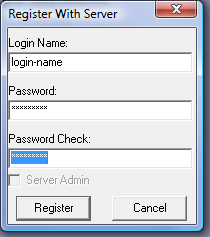 Klickt der User nun im Menu Self auf Register with Server, so erhält er die