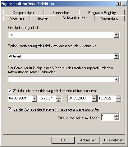 E R E I G N I S - U N D C O M P U T E R S E L E K T I O N E N Nein, damit die Selektion aus Computern zusammengestellt wird, die nicht durch das Verbindungsprofil verbunden sind.