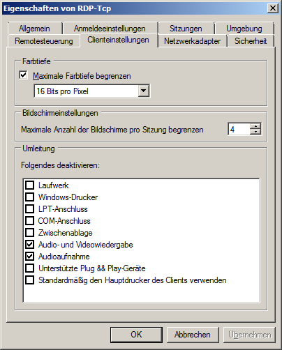 Lektion 2: Konfigurieren eines Remotedesktopsitzungshosts 215 Abbildung 3.18 Einstellungen für die Remoteüberwachung Abbildung 3.