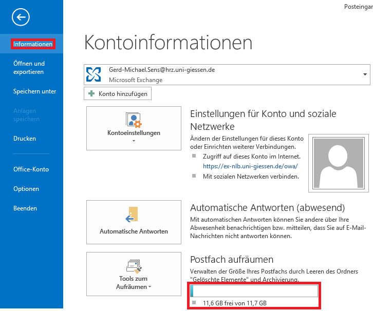 Exchange mit Outlook 2013 Seite 38 von 42 Löschen Sie alle nicht mehr benötigten E-Mails. Schauen Sie auch in den Ordner Gesendete Objekte.