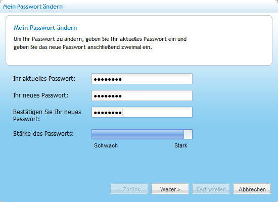 Benutzer-Passwort ändern (3/3) 3 Damit die Änderung erfolgt, geben Sie das alte Passwort ein, bevor Sie das