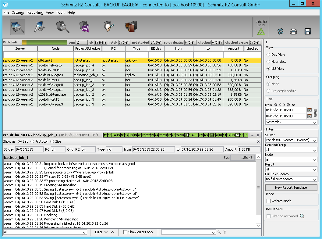 1. Verbesserungen BACKUP EAGLE verfügt mit diesem Release über folgende Verbesserungen. 1.1. Veeam Support BACKUP EAGLE unterstützt ab Version 7 die Integration von Veeam-Servern.